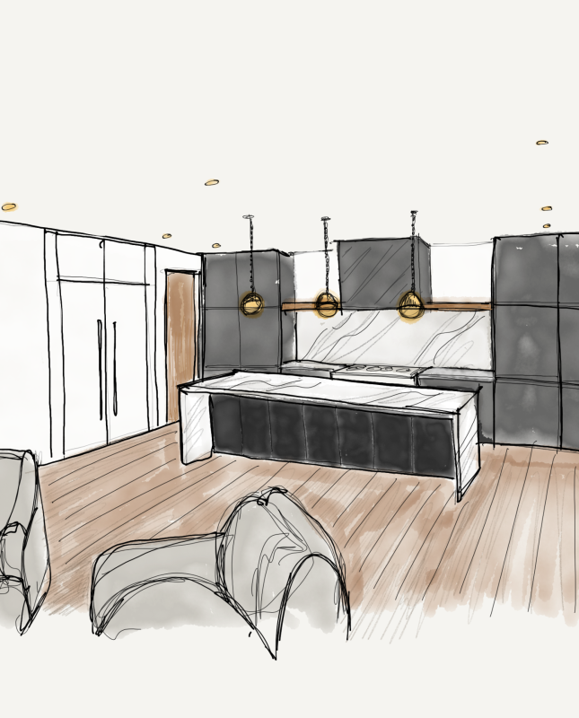 Interior Digital Sketch, Estrondo Residence, Kitchen