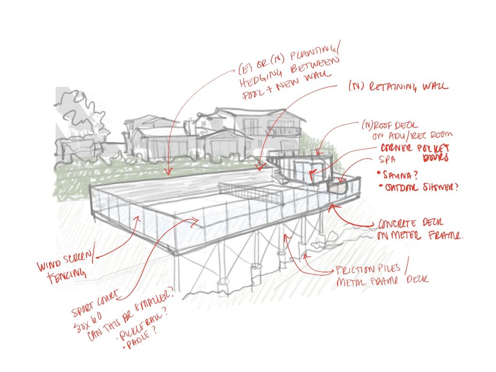 Conceptual Perspective Sketch, Corda Lane, Sport Court